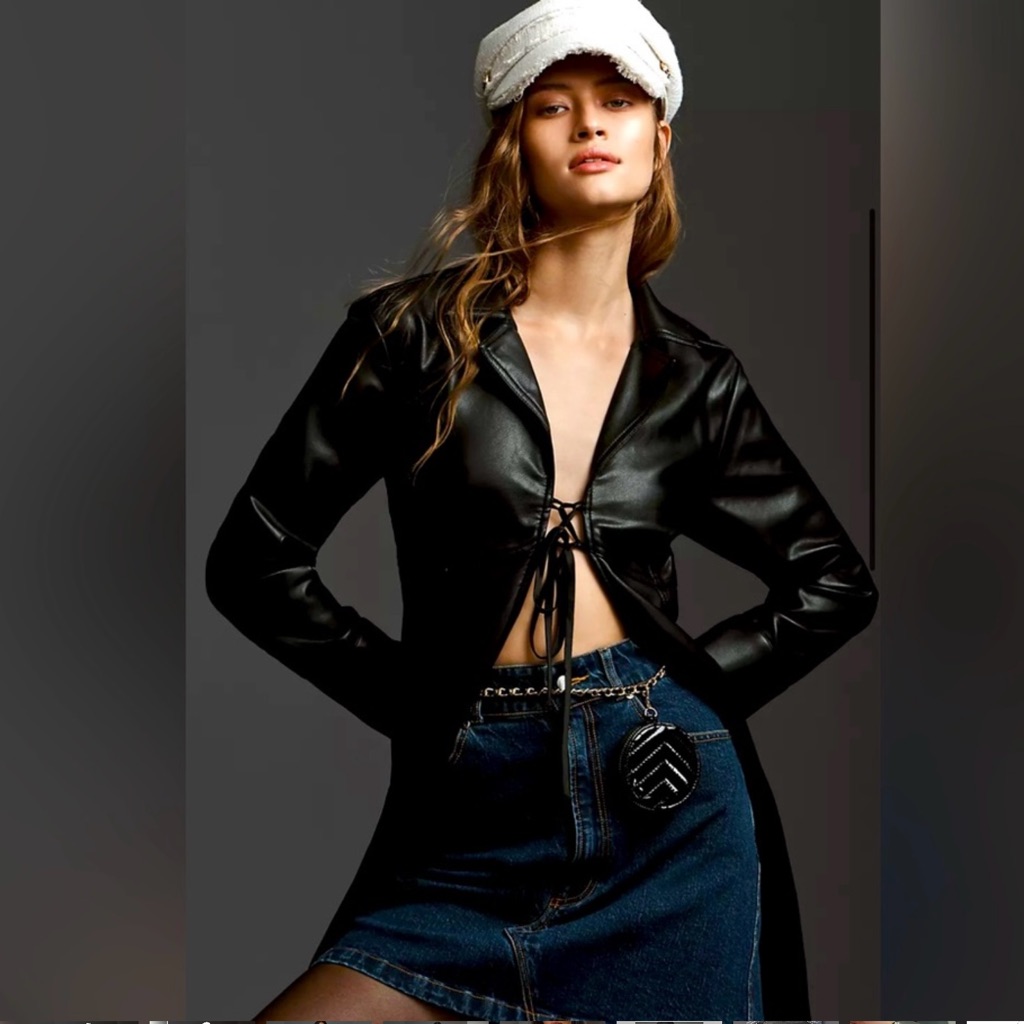 Nwt, Anthropologie, Pilcro, Faux Leather Blk Jkt/ Vest Sz M